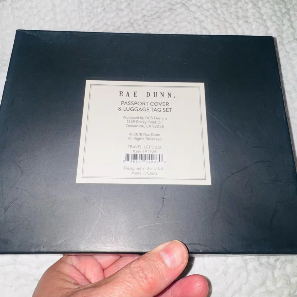 Rae Dunn Black Passport Cover and Luggage Tag Set